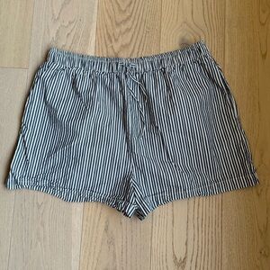 OAK + FORT Navy and White Striped Women Shorts